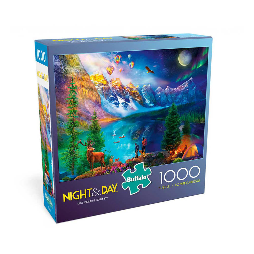Buffalo 1000pc Puzzle - Night and Day - Lake Moraine Journey