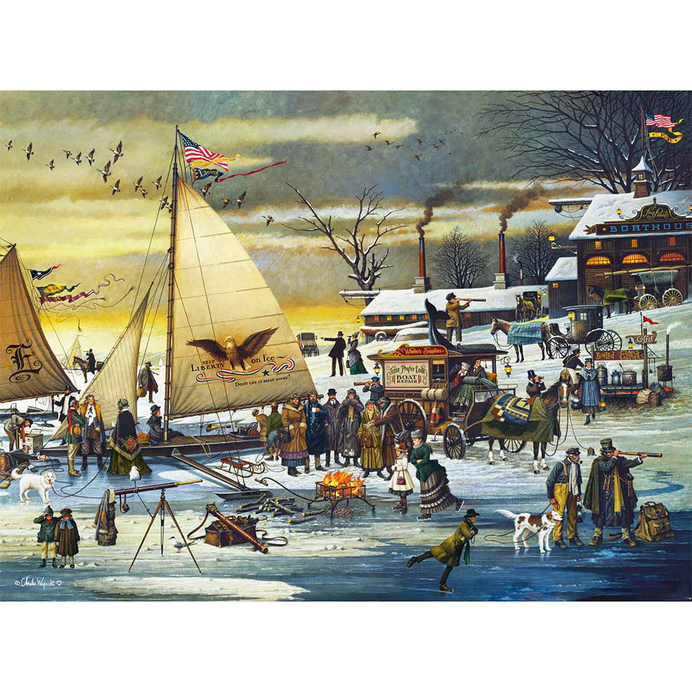 Buffalo 1000pc Puzzle - Charles Wysocki - Ice Riders On the Chesapeake Bay Secondary image