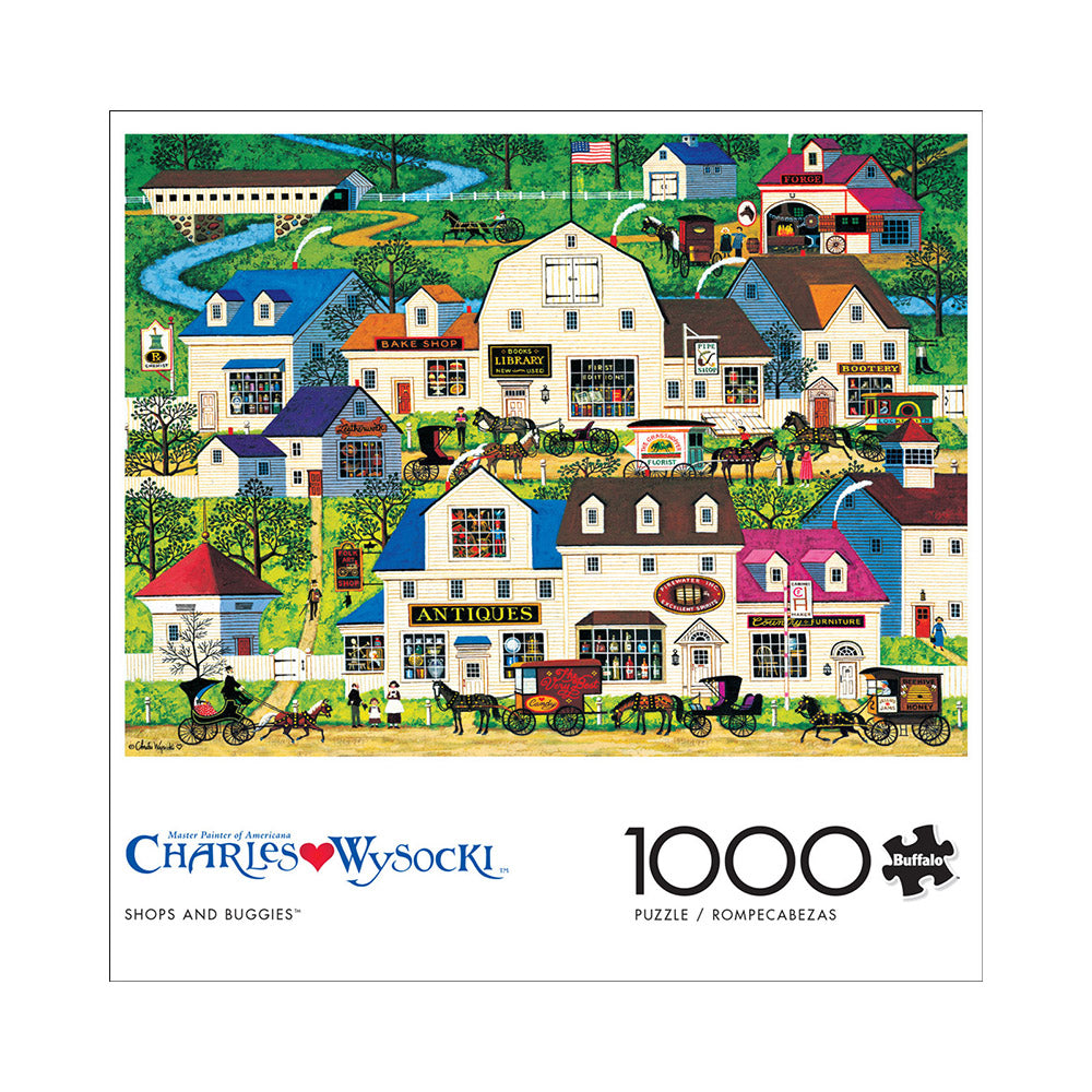Buffalo 1000pc Puzzle - Charles Wysocki - Shops and Buggies Main image