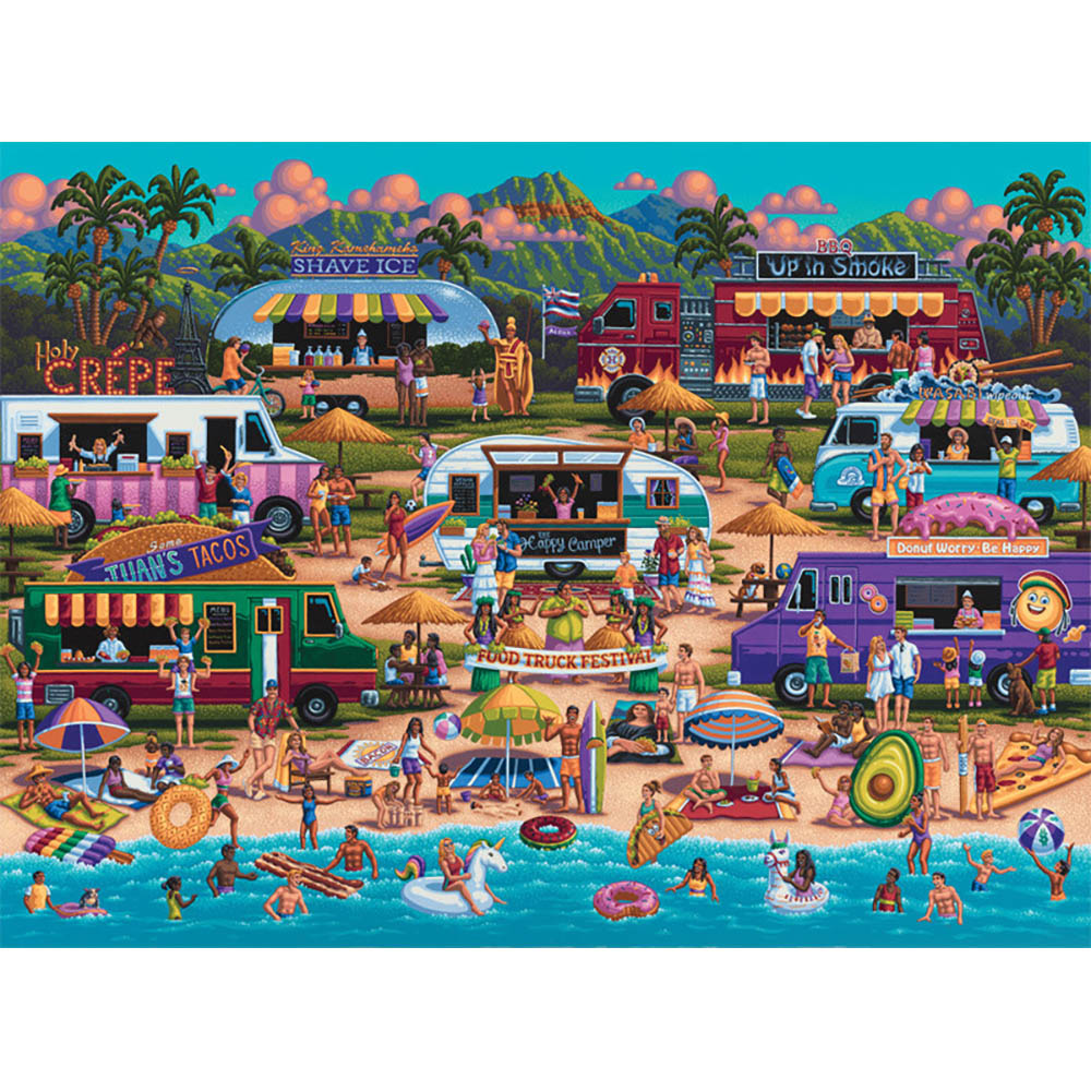 Buffalo 1000pc Puzzle - Pun Fuzzles - Hawaiian Food Truck Festival