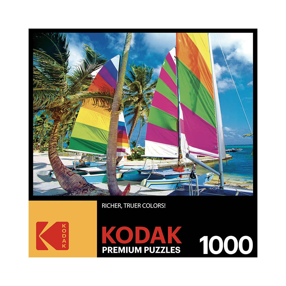 Kodak 1000pc Puzzle - Colorful Sailboats on a Beach
