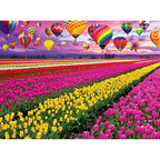Kodak 1000pc Puzzle - Sunset Balloons Over Tulip Field