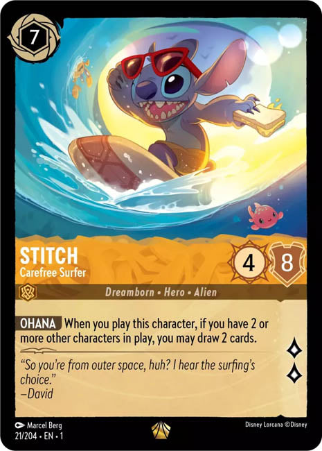 Lorcana TFC - Stitch: Carefree Surfer Main image
