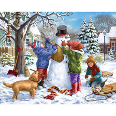 Bits and Pieces 500pc Puzzle - Building A Snowman On A Snow Day