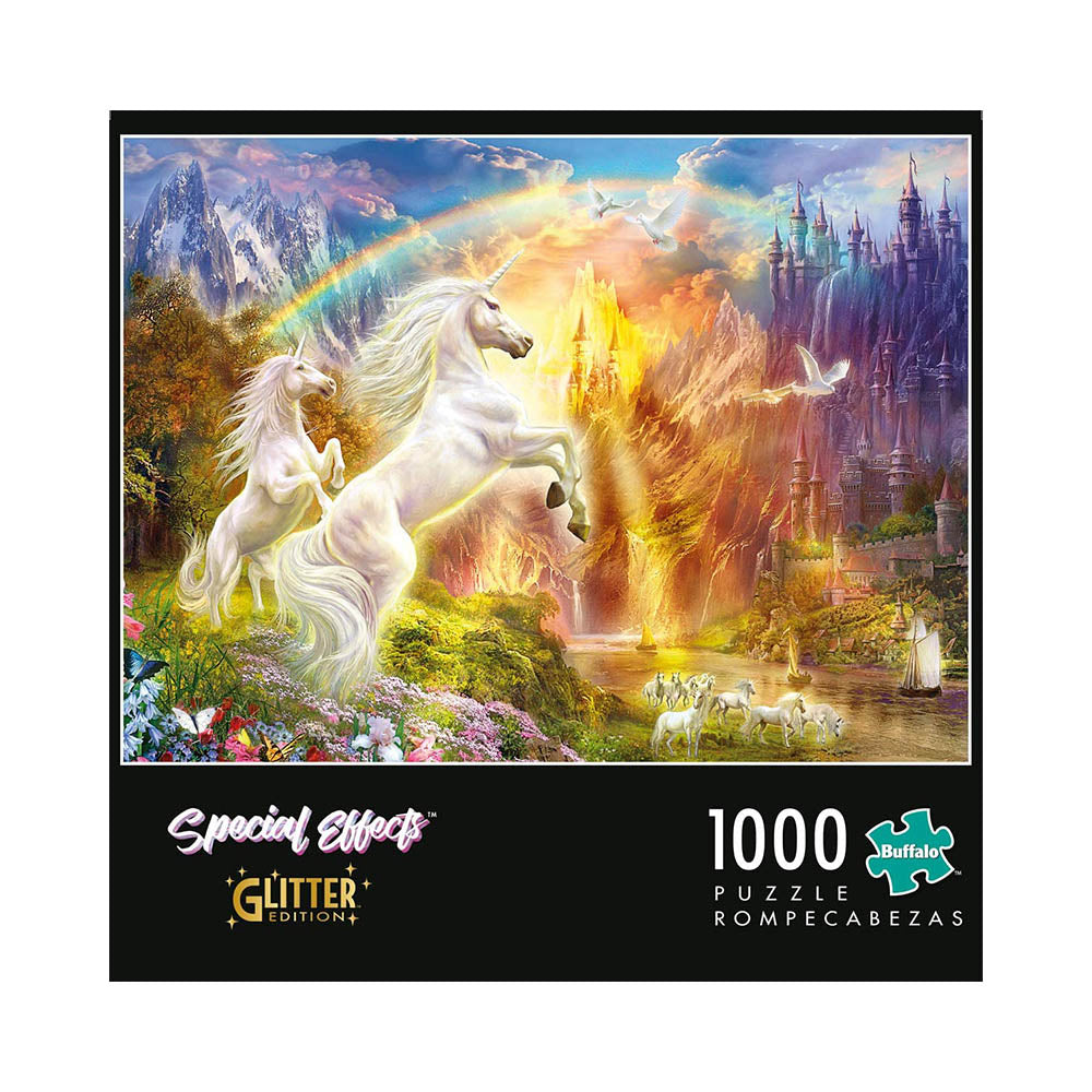 Buffalo 1000pc Puzzle - Special Effects Glitter Edition - Unicorn Sunset Main image