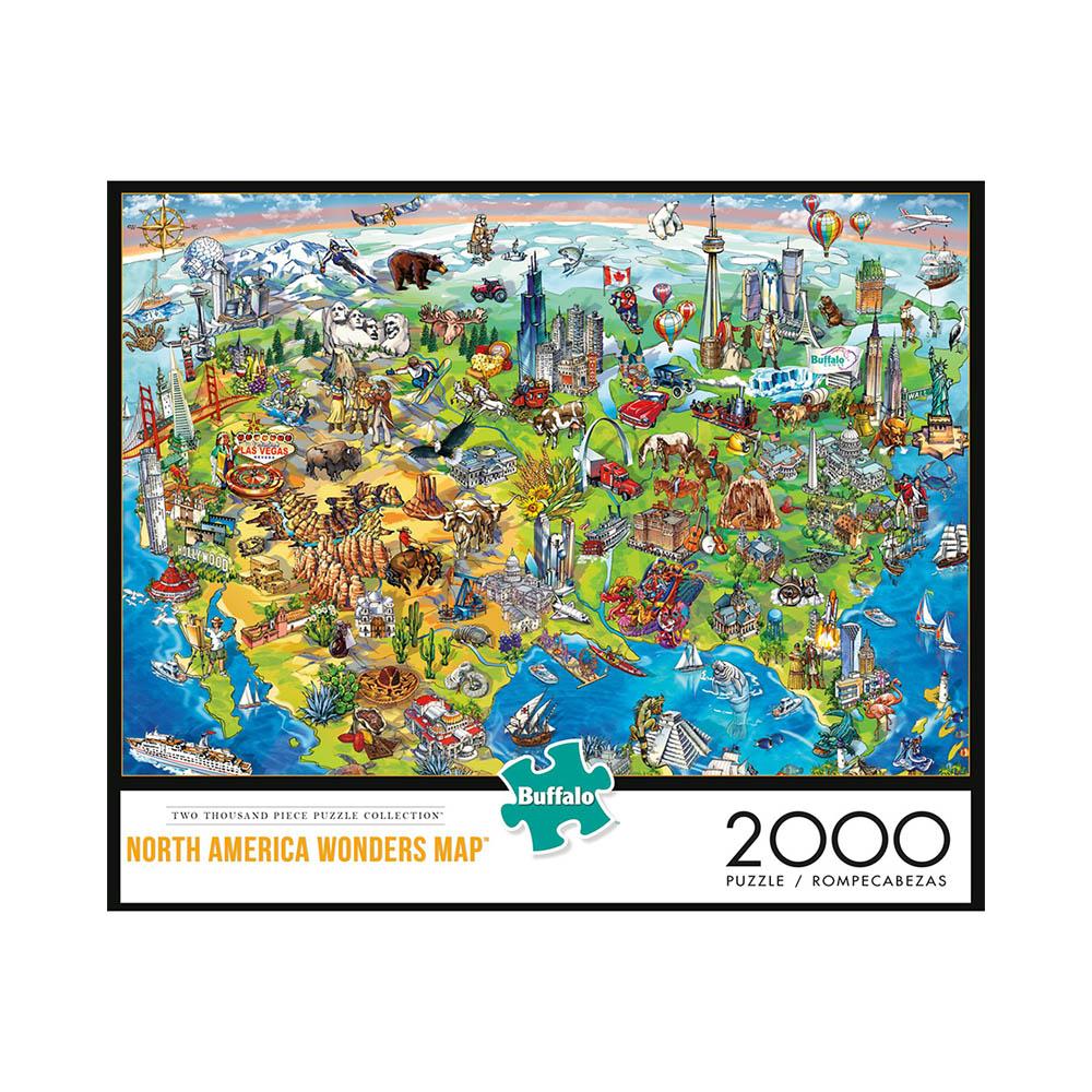 Buffalo 2000pc Puzzle - North America Wonders Map-TCG Nerd Main image