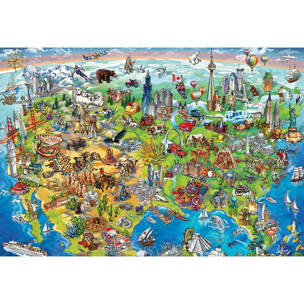 Buffalo 2000pc Puzzle - North America Wonders Map Secondary image
