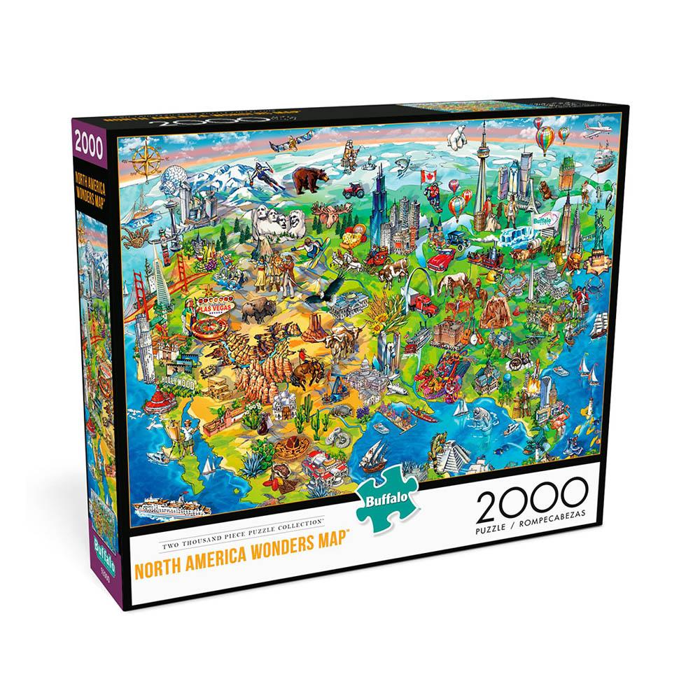 Buffalo 2000pc Puzzle - North America Wonders Map-TCG Nerd