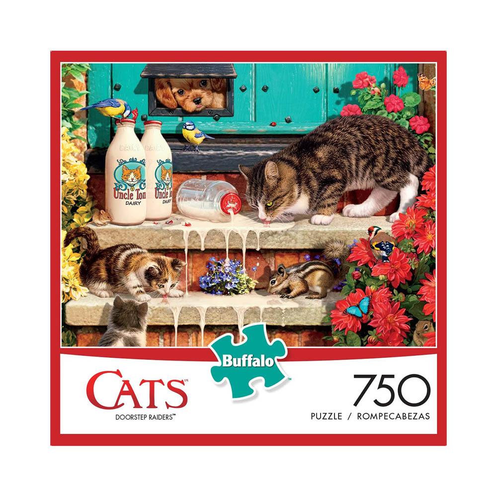 Buffalo 750pc Puzzle - Cats - Doorstep Raiders-TCG Nerd Main image