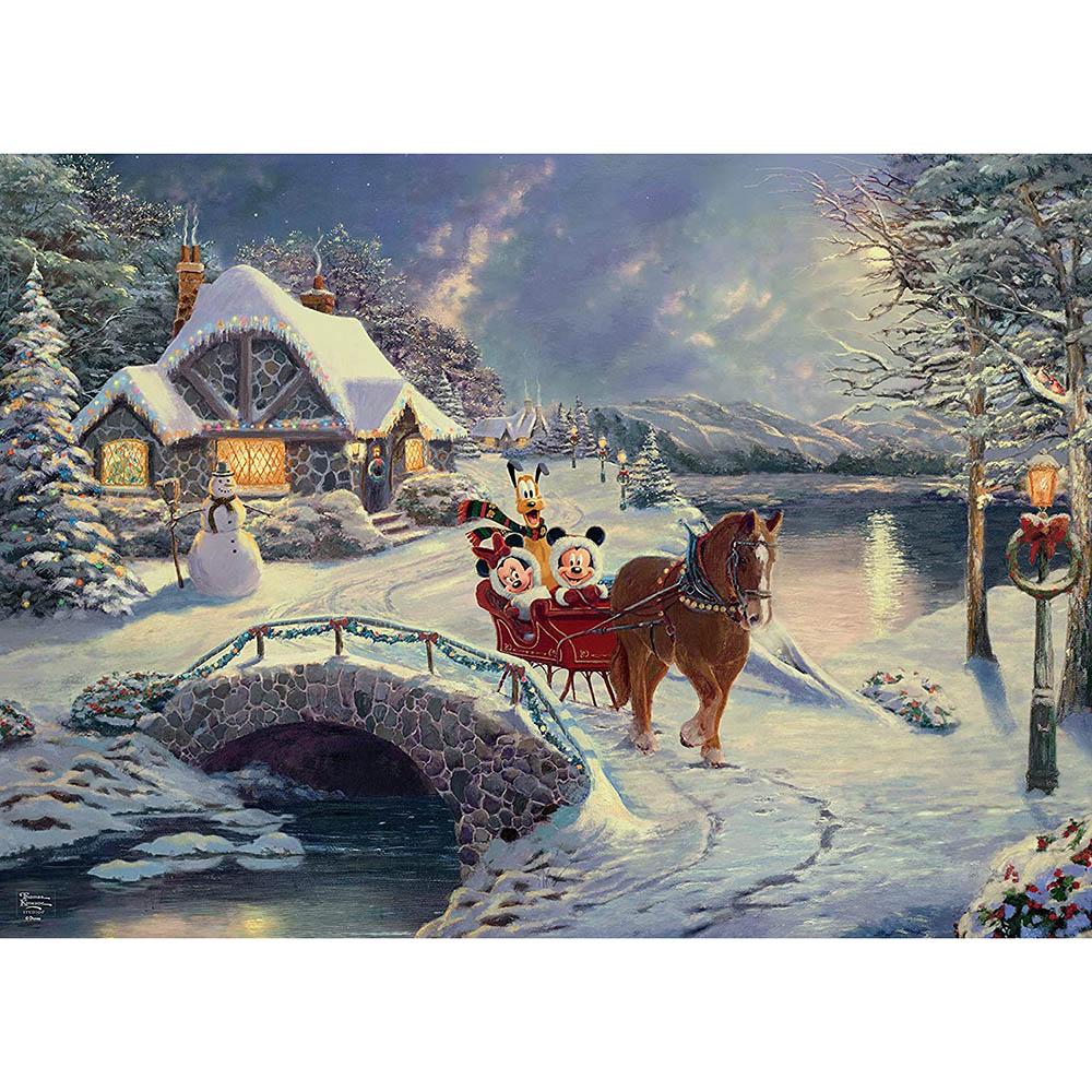 Ceaco 1000pc Puzzle - Disney™ Thomas Kinkade - Mickey and Minnie Evening Sleigh Ride Secondary image
