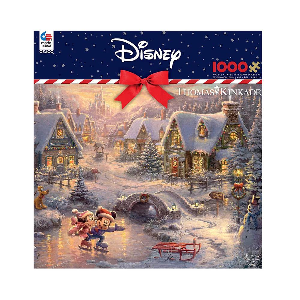Ceaco 1000pc Puzzle - Disney Thomas Kinkade - Mickey and Minnie Sweetheart Holiday-TCG Nerd Main image