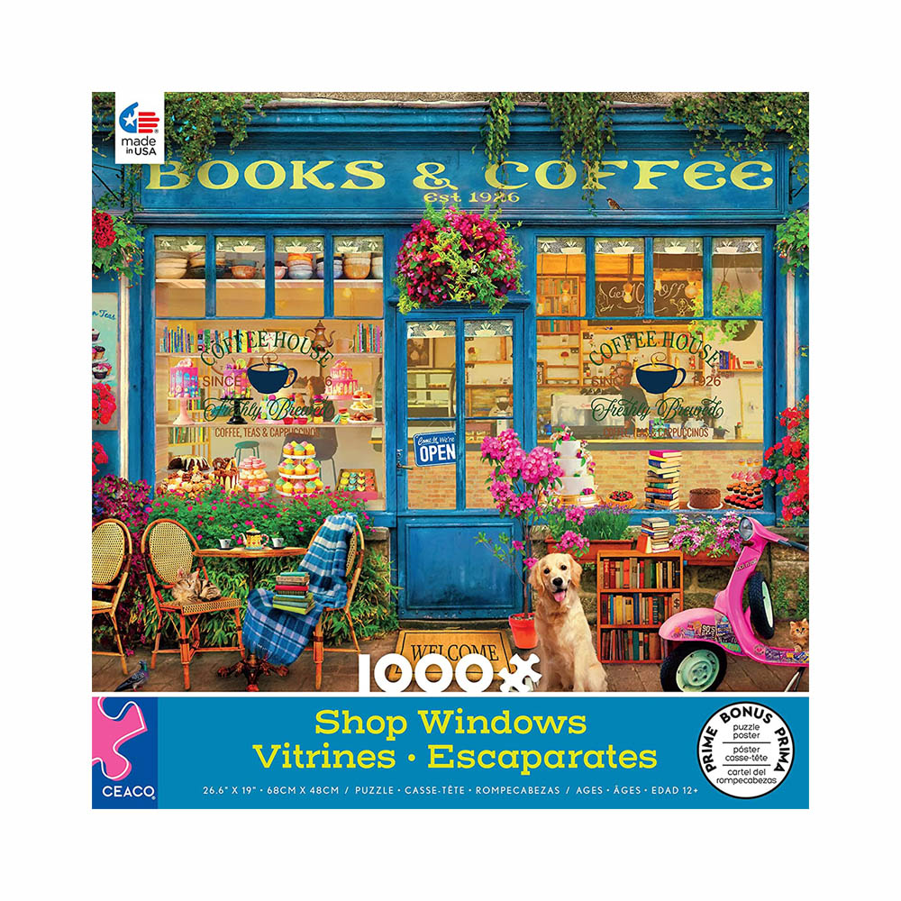 Ceaco 1000pc Puzzle - Shop Windows - Books and Coffee-TCG Nerd Main image