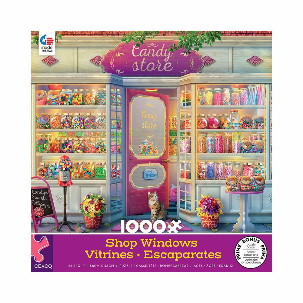 Ceaco 1000pc Puzzle - Shop Windows - Candy Store-TCG Nerd Main image