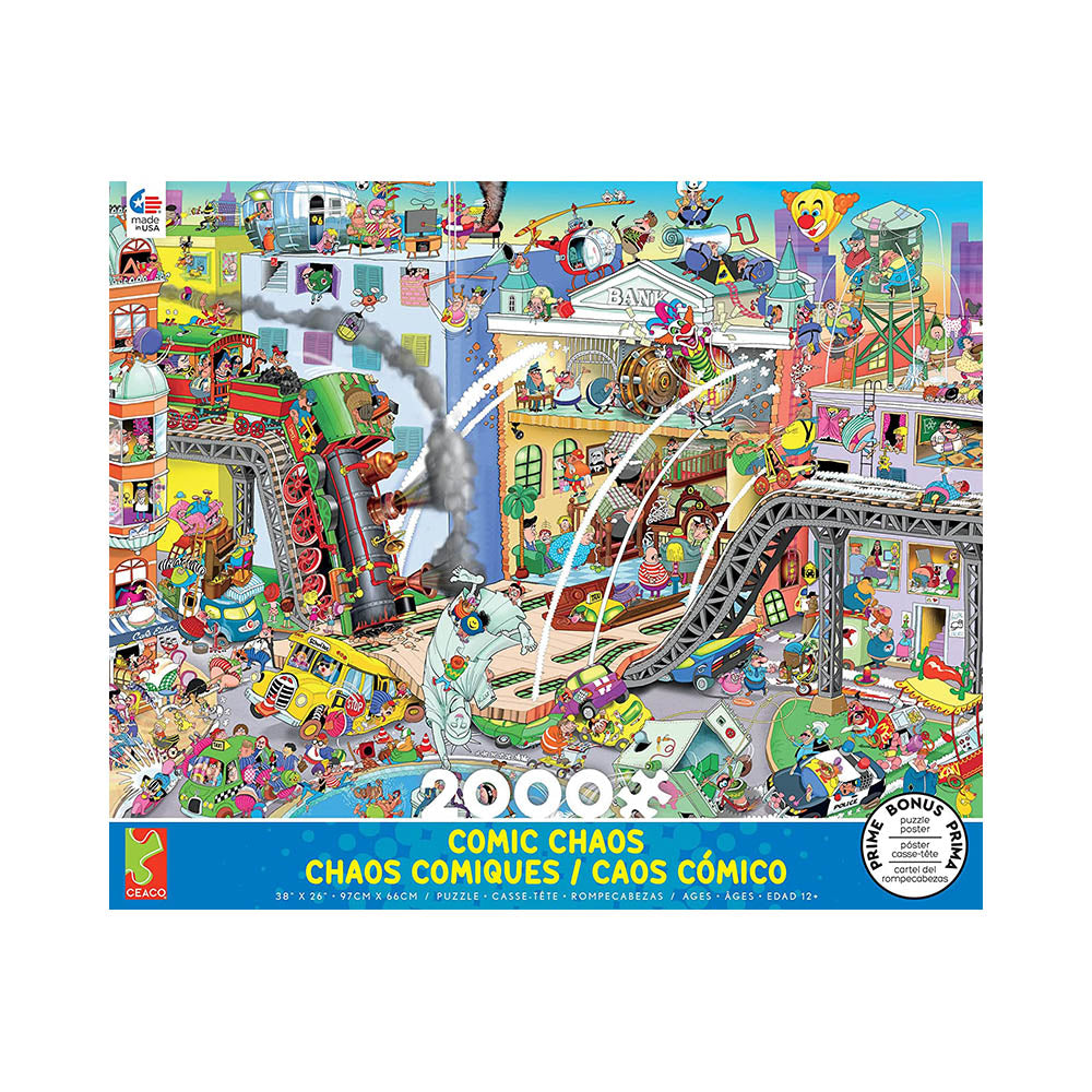 Ceaco 2000pc Puzzle - Comic Chaos - Who Robbed The Bank? Main image