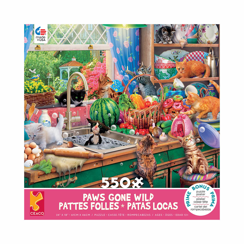 Ceaco 550pc Puzzle - Paws Gone Wild - Kitchen Capers-TCG Nerd Main image