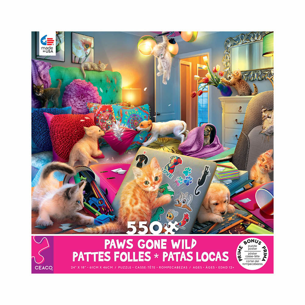 Ceaco 550pc Puzzle - Paws Gone Wild - Slumber Party-TCG Nerd Main image