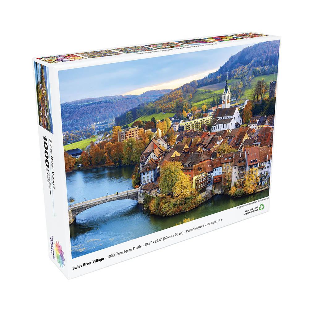 Colorcraft 1000pc Puzzle - Swiss River Village-TCG Nerd Main image