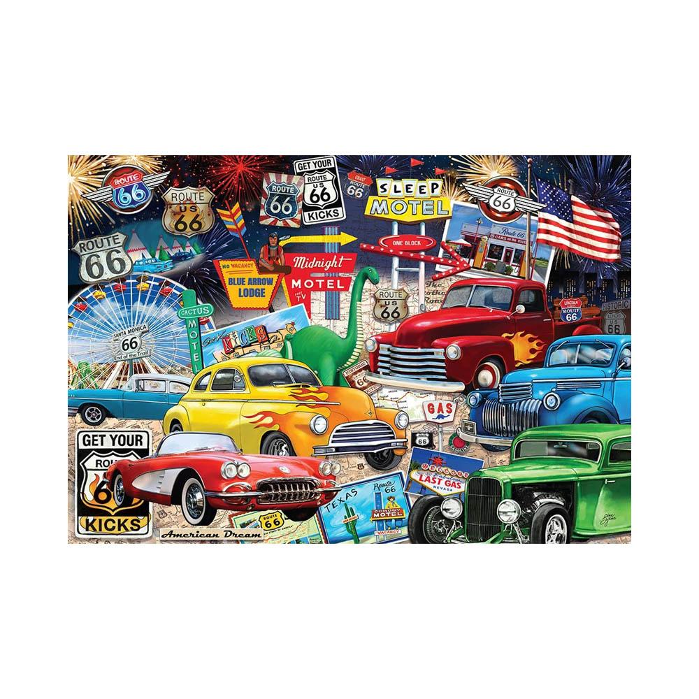 Crown Point Graphics 1000pc Puzzle - Route 66 Vintage Cars Secondary image