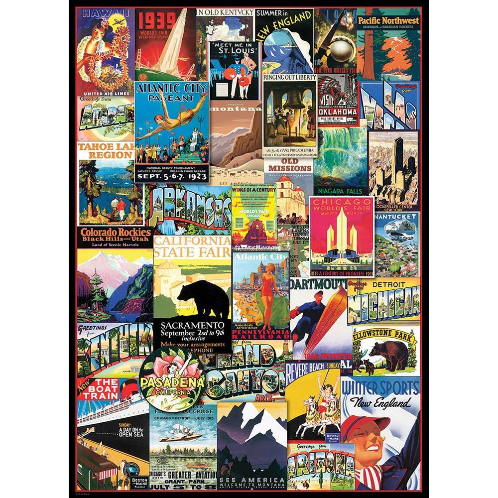 Eurographics 1000pc Puzzle - Travel USA Vintage Posters Secondary image
