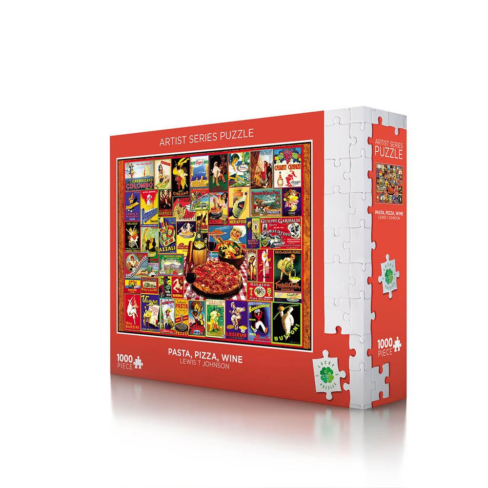 Lucky Puzzles 1000pc Puzzle - Pasta Pizza Wine-TCG Nerd