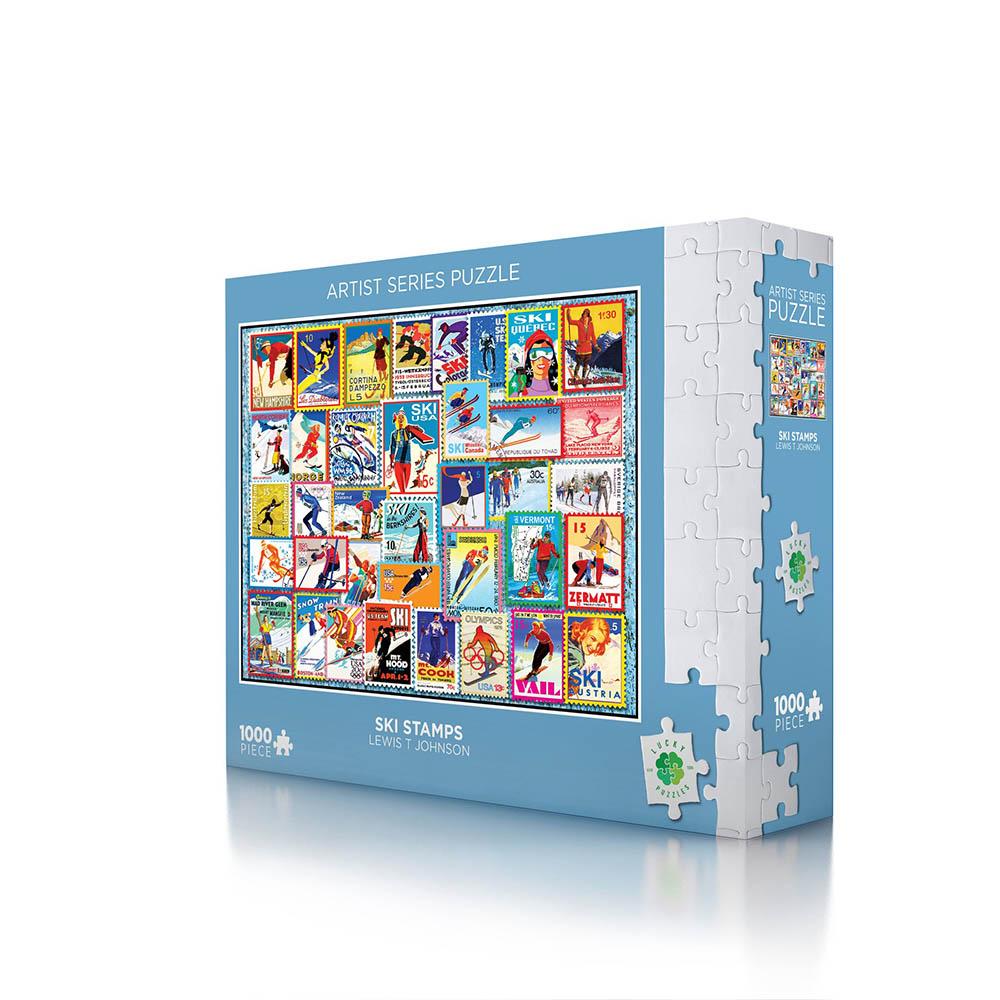 Lucky Puzzles 1000pc Puzzle - Ski Stamps-TCG Nerd Main image