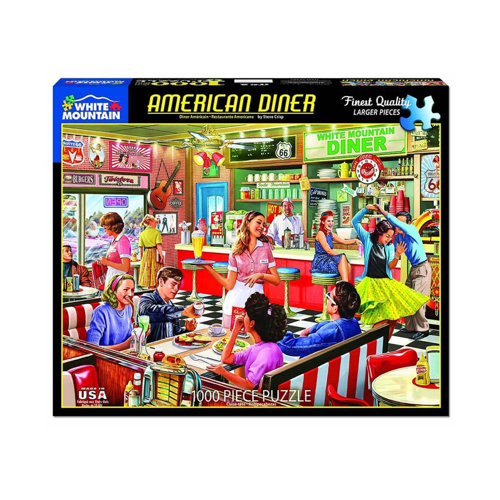 White Mountain 1000pc Puzzle - American Diner-TCG Nerd Main image
