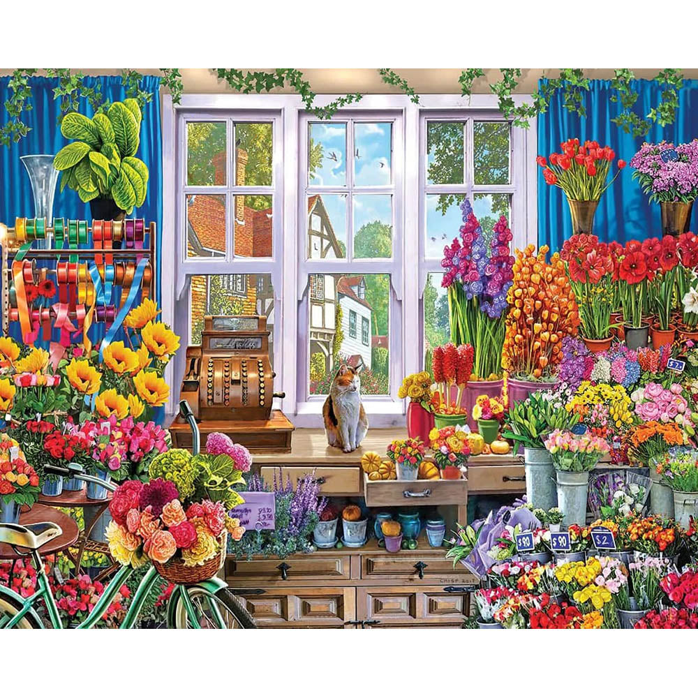 White Mountain 1000pc Puzzle - Flower Shoppe Secondary image