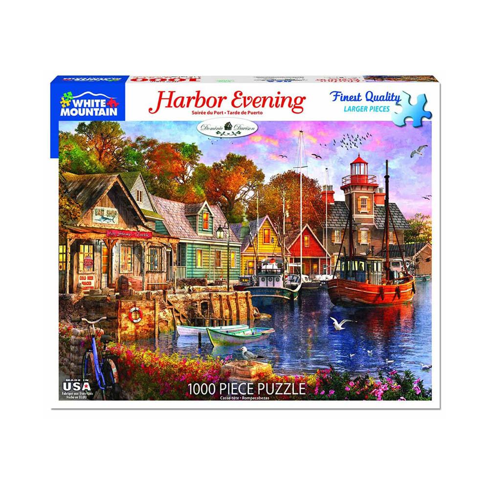 White Mountain 1000pc Puzzle - Harbor Evening-TCG Nerd Main image