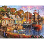 White Mountain 1000pc Puzzle - Harbor Evening-TCG Nerd