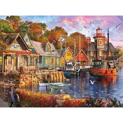 White Mountain 1000pc Puzzle - Harbor Evening-TCG Nerd
