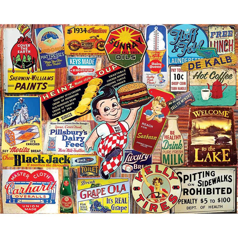 White Mountain 1000pc Puzzle - Vintage Signs-TCG Nerd